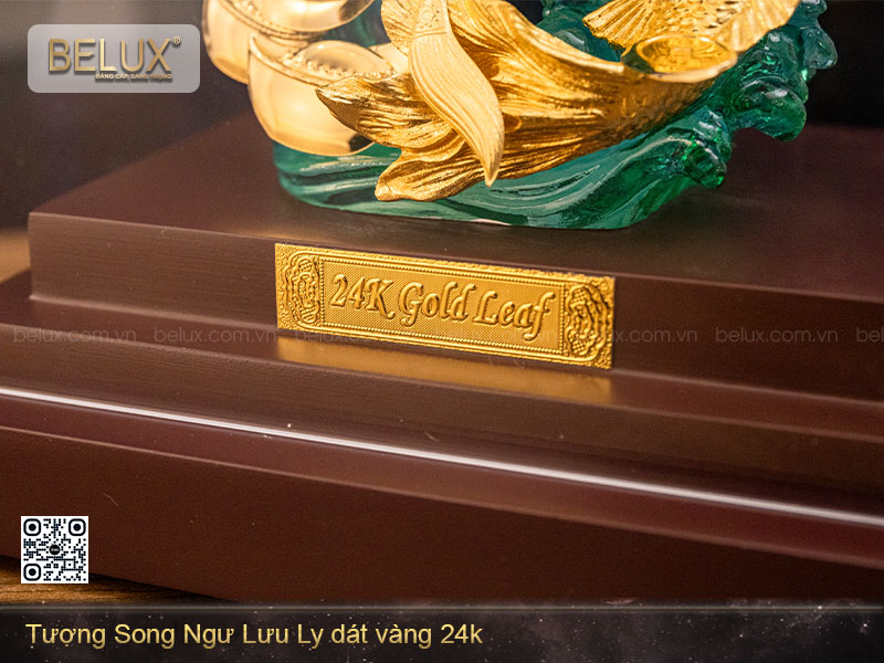 Tượng song ngư lưu ly dát vàng 24k&nbsp;